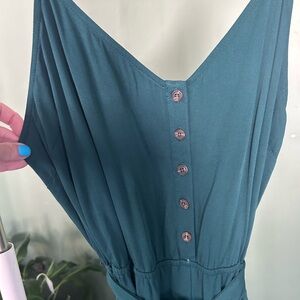 Elegant Forest Green Button-Down Jumpsuit